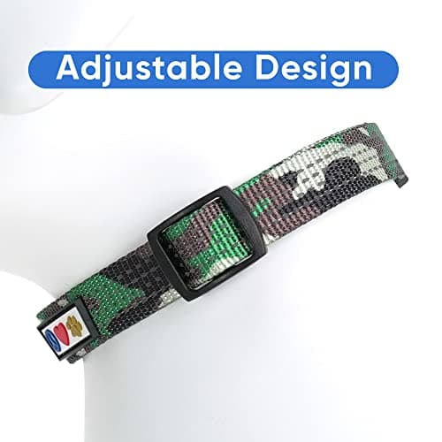 Pawtitas Reflective Dog Collar with Stitching Reflective Thread | Reflective Dog Collar with Buckle Adjustable and Better Training Great Collar for Small Dogs - Green Camo Collar — view 3