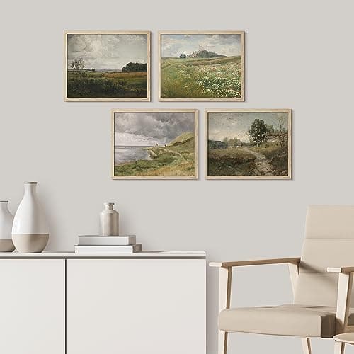 SIGNWIN Framed Poster Rural Countryside Flower Landscapes Wilderness Nature Illustrations Fine Art Decorative Country/Farmhouse Vintage for Living Room, Bedroom, Office - 11"x14"x4 Natural — view 2