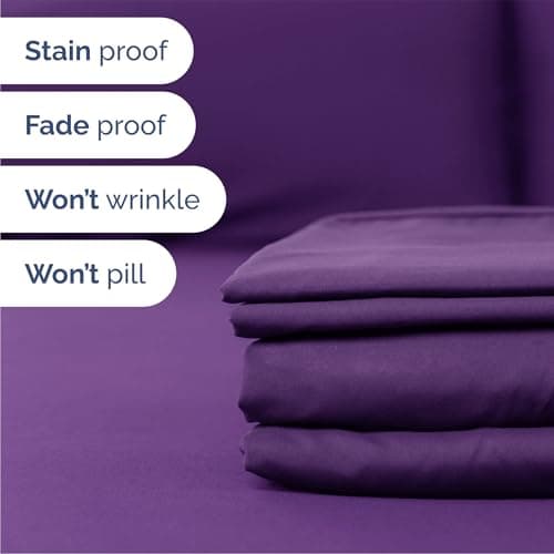 Queen 6 Piece Sheet Set - Comfy Breathable & Cooling - Ultra Soft Hotel Luxury Bedding Set w/ 8-16 Inch Deep Pockets - 1 Flat & 1 Fitted Sheet & 4 Pillowcases - Cozy, Wrinkle Free & Easy Care - Purple — view 4