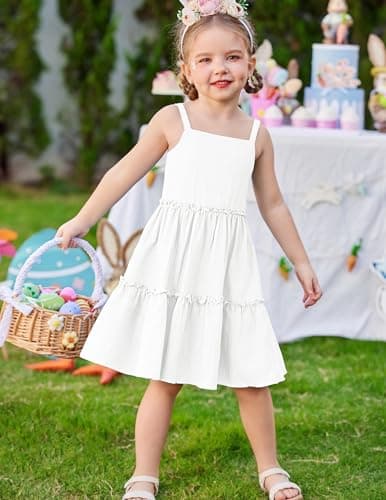 Arshiner Toddler Spaghetti Strap Dress White Summer Dress Summer Dresses Kids Beach Boho Sundresses 4t — view 8