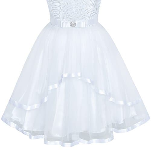Sunny Fashion Flower Girl Dress White Wedding Party Bridesmaid Dress Size 12 Years — view 3