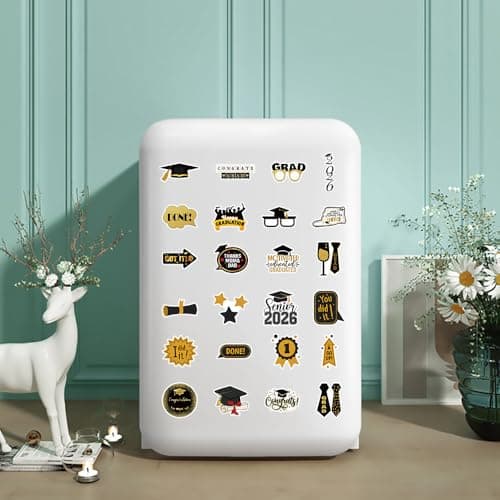 50 PCS 2026 Graduation Stickers, Waterproof Vinyl Black & Gold Foil Graduation Decals for Laptop, Luggage, Skateboard, Phone, Fridge, Trendy Stickers for Teens, Adults, Graduates — view 4