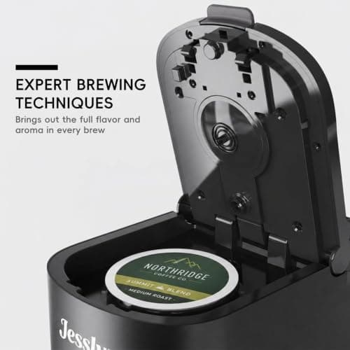 Jesslyn Single Serve Hot and Iced Coffee Maker, Compatible with Multiple Coffee Pods & Ground, Fits Tall Mugs, Over Ice & Strong Brew Function, for Home Office Travel RV Dorm, Classic GREY — view 4