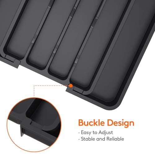 Lifewit Expandable Silverware Organizer, Plastic Utensil Tray for Kitchen Drawer, BPA Free Flatware Cutlery Holder, Space-Saving Storage for Spoons Forks Knives, 8-13.8 x 11.2 x 1.4 inch, Black — view 4