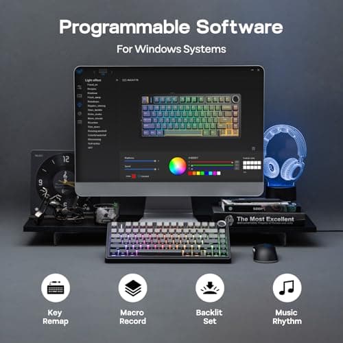 EPOMAKER x Aula F75 Gasket Mechanical Keyboard, 75% Wireless Hot Swappable Gaming Keyboard with Five-Layer Padding&Knob, BT/2.4GHz/USB-C, RGB (Black Gradient, LEOBOG Reaper Switch) — view 5