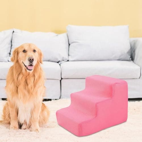 Gralara Premium Pet Stairs for Small Dogs and Cats - Non-Slip Steps for High Beds and Couches, Pink 3 Steps — view 4