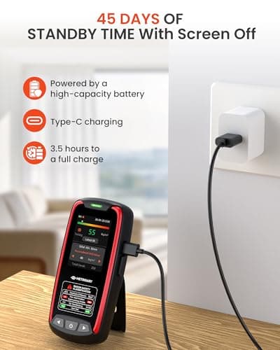 METRINARY Radon Detector for Home, Portable Radon Monitor with TFT Color Display, Rechargeable Radon Tester Quick Result 6 Hour, 504-Day Data Storage with Audible & Visual Alarm (pCi/L or Bq/m³) — view 5