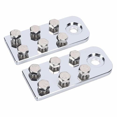 Dpofirs 6 Point Battery Terminal Connectors, 6 Spot Flat Lug Battery Terminals Aluminum Alloy, 2 Row Terminal Block for Multiple Devices, with 2 Pieces, for Screw/Fastener Down Automotive Marine — view 2