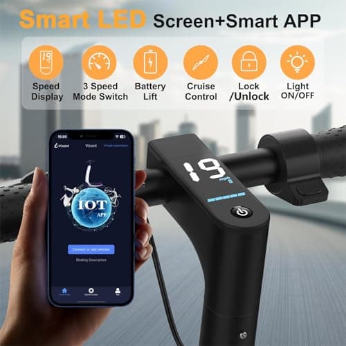 WERHY Electric Scooter, 500W Motor, Max 25 Miles Long Range, 22 MPH Max Speed, 10" Solid Tire, Lightweight Foldable E-Scooter with Dual Braking, Digital Display, Cruise Control — view 5