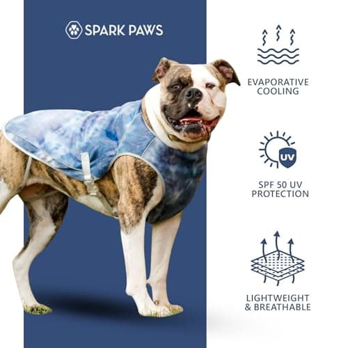 Spark Paws Dog Cooling Vest - SPF 50 UV Sun Protection - Summer Heat Relief Gear for Dogs, Lightweight, Evaporative Cooling - Dog Anxiety Relief Vest During Hot Days - Ice Blue, XL — view 3