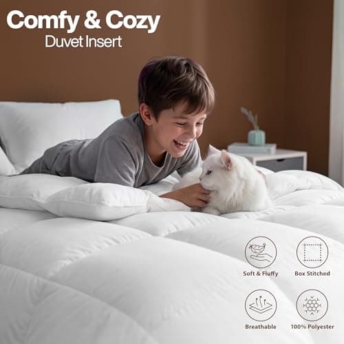 Utopia Bedding Queen Comforter Duvet Insert, Quilted White Comforter with Corner Tabs, Box Stitched Down Alternative Comforters Queen Size 88 x 88 inches — view 4