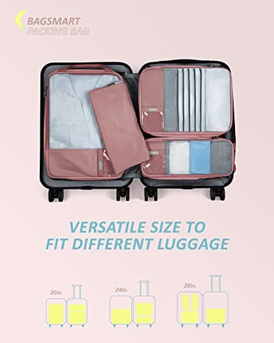 BAGSMART 4 Set Compression Packing Cubes for Travel, Lightweight Vacation Travel Essentials for Women, Travel Accessories for Suitcase Organizer Bags Set, Durable Luggage Organizer Travel Bags — view 2
