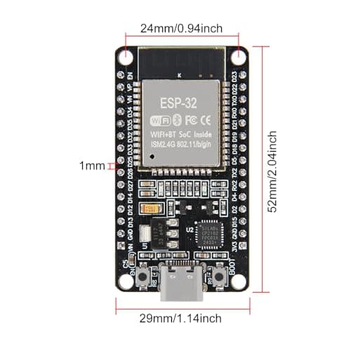 AITRIP 1PCS Type-C ESP32 ESP-WROOM-32 Development Board WiFi + Bluetooth CP2102 Dual Core 2.4Ghz Microcontroller Compatible with Arduino (ESP32 30P, Type-C)