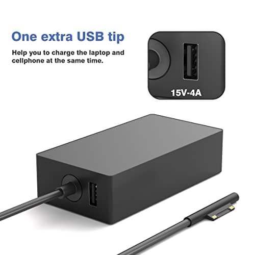 YBRUZRUB 65W Surface Pro Charger Compatible with Microsoft Surface Laptop 2 3, Surface Pro X 11 10 9 8 7 6 5 4 3, Surface Go 2 Go 3, Surface Book 1 2 Microsoft Surface Charger Power Supply Adapter