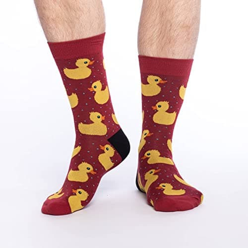 Good Luck Sock Men's Rubber Ducks Socks, Adult, Shoe Size 7-12
