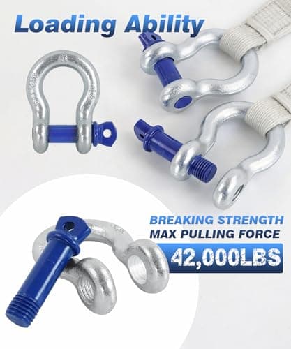 Krytonel 4 Pack 5/8" D Ring Shackles with 3/4" Screw Pin, 42,000 lbs Break Strength, Heavy Duty Off-Road Recovery for Tow Strap, Winch, Jeep, Truck — view 3