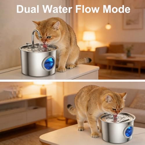 Premium Stainless Steel Cat Water Fountain 2.2L Automatic Pet Fountain Ultra-Quiet <25dB Cats Water Dispenser with Detachable Tank, Easy to Clean (Cat Water Fountain-2.2L) — view 4