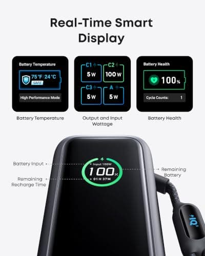 Anker Laptop Power Bank,25,000mAh Portable Charger with 165W Total Output,3 USB-C Ports (100W Max Each),Built-in Retractable Cables,Flight-Ready,for iPhone 17/16 Series,MacBook,Samsung,and More — view 5