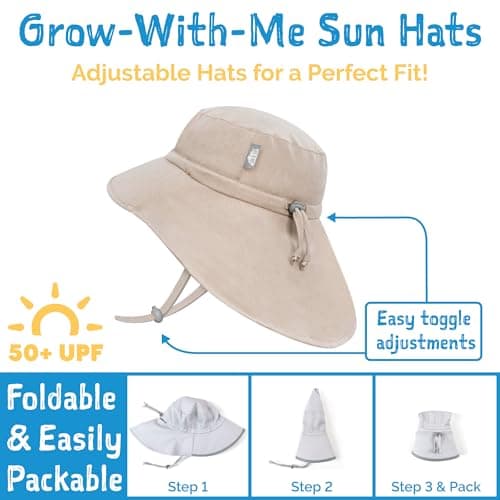 Jan & Jul Summer Xplorer Swim Hats for Toddler Boys with Wide Brim (M: 6-24 Months, Wheat)