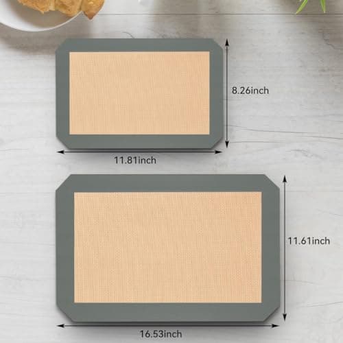 Silicone Baking Mat, 3 Pack Reusable Baking Mat, Non-Stick, Food Safe Silicone Mats for Baking, Oven Baking Sheet for Making Cookies, Macaroons, Bread(Grey 0.7mm) — view 5