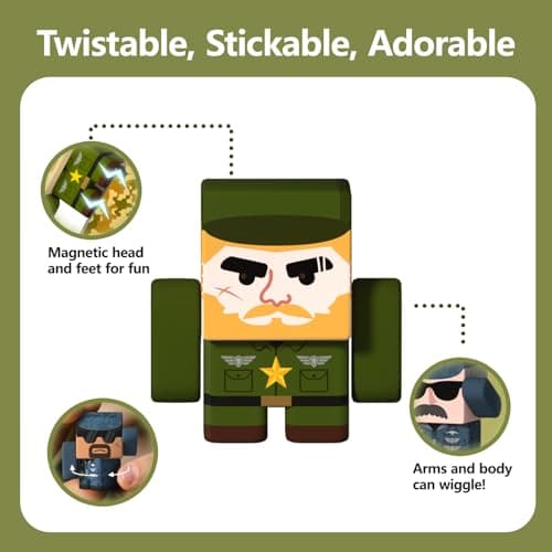 GobiDex 6PCS Magnetic Action Figures Playset, Fun Army Men Toy Soldiers Compatible with Magnetic Building Blocks, Military Pretend Play Toys for Kids Ages 3+ — view 3