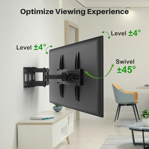 USX MOUNT Full Motion TV Wall Mount for Most 32-70 inch TVs up to 99 lbs, Wall Mount Bracket with Dual Articulating Arms, Swivel, Tilt, Max VESA 400x400mm, TV Mount Fits 12”/16” Wood Studs — view 2