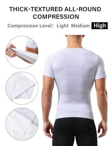 Casey Kevin Mens Medium Compression Shirts Short Sleeve Shapewear 3 Pack — view 4
