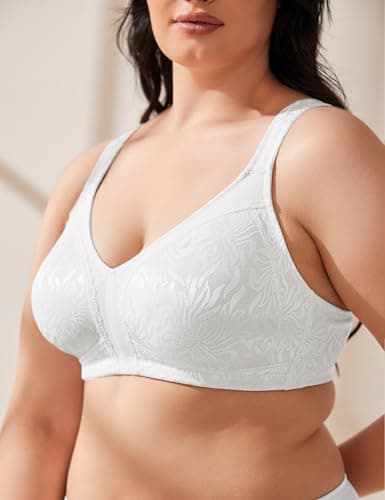 WingsLove Women's Full Coverage Non Padded Wire-Free Minimizer Bra Comfort Plus Size Everyday Bras, White, 40DD — view 2