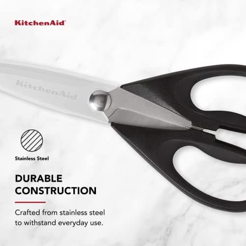 KitchenAid All Purpose Kitchen Shears with Protective Sheath Durable Stainless Steel Scissors, Dishwasher Safe, Soft Grip Comfort Handle, 8.72 Inch, Black — view 4