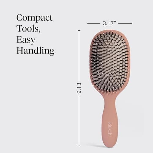 Kitsch Smooth & Polish Brush – Dual Bristle Detangler Brush, Shine & Frizz Control – Vegan Boar & Nylon Hair Brush with Cushioned Pad for Scalp Massage – Hair Care Tool for All Hair Types - Terracotta — view 3