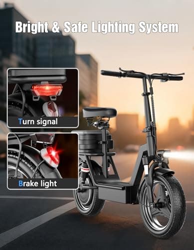 Electric Scooter for Adults with Seat, 1500W Peak Motor, 72 km Range, 40 km/h Top Speed, 48V 13Ah Battery, 136 kg Load Capacity, Dual Disc Brake, 10" Off-Road Foldable E-Scooter for Teens & Adults — view 4
