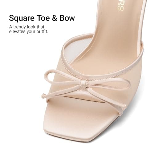 DREAM PAIRS Women's Mesh Bow Stiletto Heels Dressy Sandals,Nude,8 — view 5