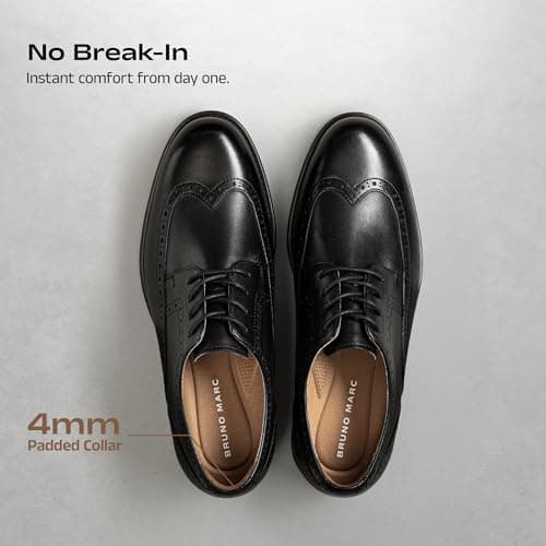 Bruno Marc Men's Brogue Wingtip Oxfords, Full Grain Leather Dress Shoes Flexible Forefoot for Work & Business Comfort Lightweight Lace Classic Formal Shoes,Size 11,Black,SBOX26008M — view 5
