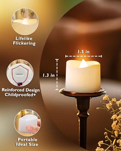 Homemory 24Pcs Flickering Flameless Candle Battery Operated, 200+Hours Fake Electric LED Tea Lights for Votive, Centerpiece Table Decorations, Wedding, Aniversary, Halloween, Christmas — view 4
