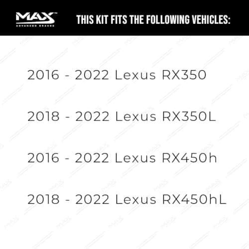 Max Advanced Brakes Rear Brake Kit Compatible With 2016 2017 2018 2019 2020-2022 Lexus RX350 RX450h RX350L RX450hL Replacement Cross Drilled Disc Brake Rotors and Ceramic Brake Pads