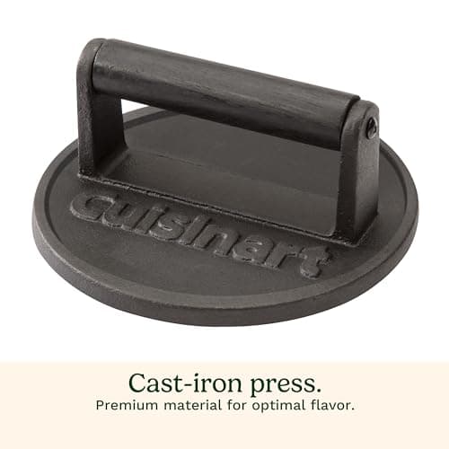 Cuisinart 6.5" Cast Iron Smashed Burger Press, Round Flat Edge Grill Press for Crispy Smash Burgers, Burger Tool for Grill and Griddle Accessories, for BBQs and Tailgates — view 2