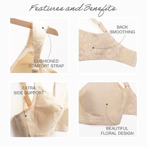 Playtex Women's 18 Hour Original Comfort Strap Wirefee Bra, Natural Beige, 42DD — view 3