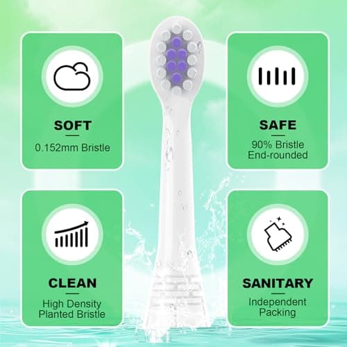 Compatible with Philips One Kids HY1130/01 HY1130/02 Electric Toothbrush Replacement Brush Heads,for Philips One Kids 3+Years Electric Toothbrush with dust Cover,10 Pack (White, Small) — view 3