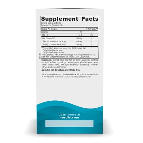 Nordic Naturals Ultimate Omega, Lemon Flavor - 60 Soft Gels - 1280 mg Omega-3 - High-Potency Fish Oil Supplement with EPA & DHA - Promotes Brain & Heart Health - Non-GMO - 30 Servings