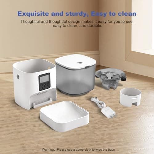 ANDOLL HOME Automatic Cat Feeder, 4L Cat Food Dispenser with 10s Voice Recorder, Pet Feeder up to 8 Meals per Day, Timed Dog Feeder with Dry Food Sealed Ring — view 4