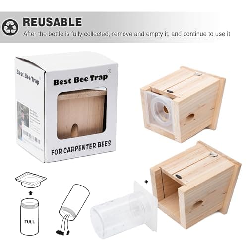 Carpenter Bee Trap for Outside - Pentroof Style Nature Hanging Wood Carpenter Bee Traps Outdoor - Best Bee Trap - Insect Traps with Removable Vault (1 Pack) — view 8