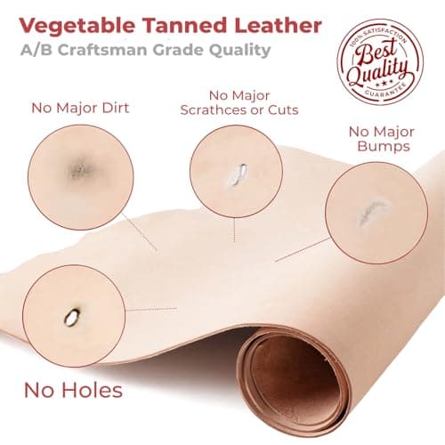 ELW Leather Strap, 11-12 Oz, 1.5 inch Wide x 50", Cowhide Veg Tan Leather Belt Blank, Leather Strips, Tooling Leather, Tan Straps for Crafts, Belt Making & Crafting Blank Hide — view 3