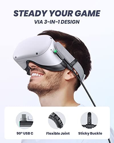 INIU 16FT Link Cable for Meta Oculus Quest 2/3/Pro and PC VR Gaming - USB 3.0 Type C Cable with Separate Charging Port for VR Headset Accessories — view 5