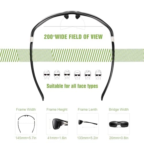 Foliful 3 Pack Polarized Sports Sunglasses for Men, Mens Sunglasses Wrap Around UV400 Protection for Cycling Fishing Driving — view 4