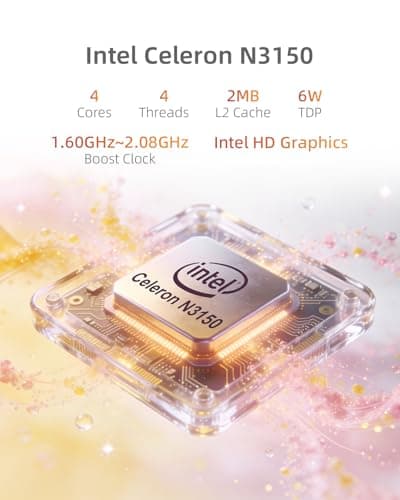 chatreey Mini PC N3150 (4C/4T, 2.08GHz Max) 8GB RAM 256GB SSD, 2X Type-c Mini Computer with 2x2K Display/WiFi 5/BT 4.2/RJ45 LAN/USB 3.0/6W TDP (1 PCs) — view 2