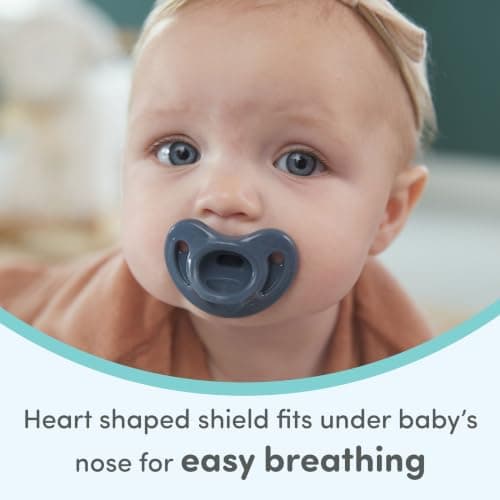 NUK 100% Silicone Comfy Orthodontic Pacifiers, 0-6 Months, Blue Fashion, Timeless Collection, 5 Count — view 4