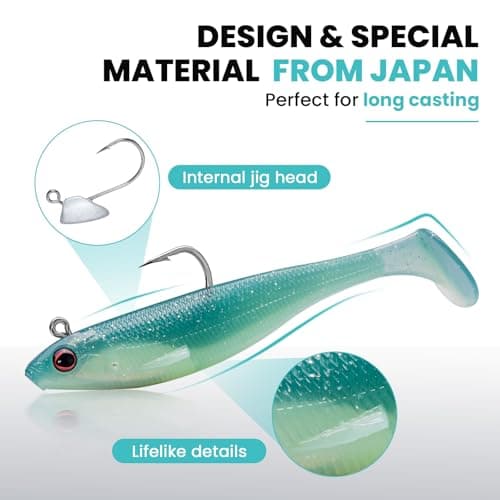 TRUSCEND Pre-Rigged Soft Fishing Lures, Well-Made Easy Catching Lures for Family Fishing, Great Action Swimbait with Spinner, All-Conditions Fishing Gear for Bass Trout Walleye, Crappie Fishing Jigs — view 3