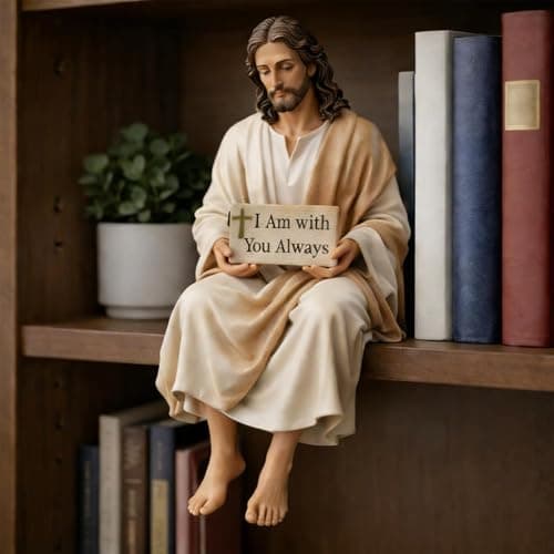 ''I Am with You Always'' Sign Jesus Resin Desk Companion Figurine, 4.7'' Handmade Sitting Design Jesus Statue, Je-sus Ornament for Car Dashboard Desktop, Religious Present — view 5