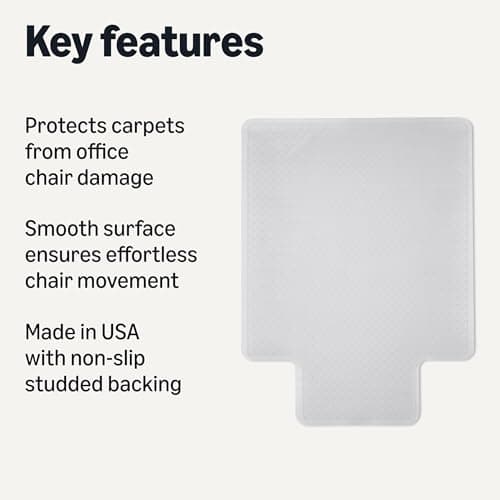 Amazon Basics Office Chair Mat for Low Pile Carpeted Floors with Lip, 36" x 48", Clear