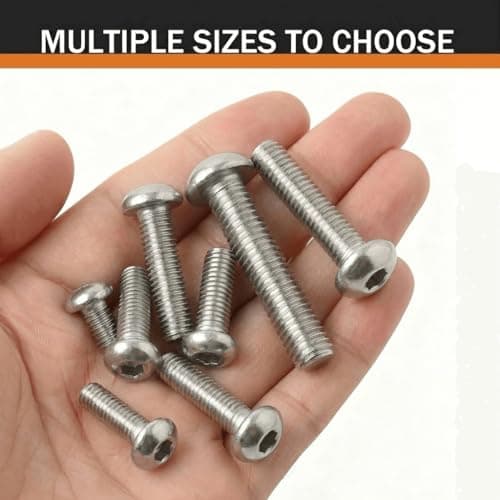 M4 x 20mm (50 Pack) Button Head Socket Cap Screws, 304 Stainless Steel 18-8, Bright Finish, Fully Machine Thread — view 2